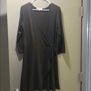 Mid-Sleeve Wrap Dress